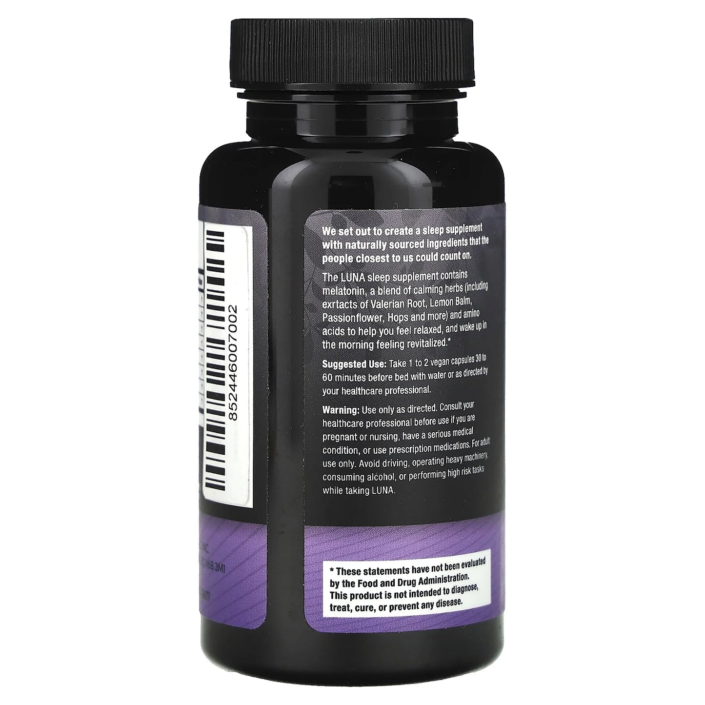 Luna, Gentle Sleep Supplement with Melatonin, 60 Vegan Capsules