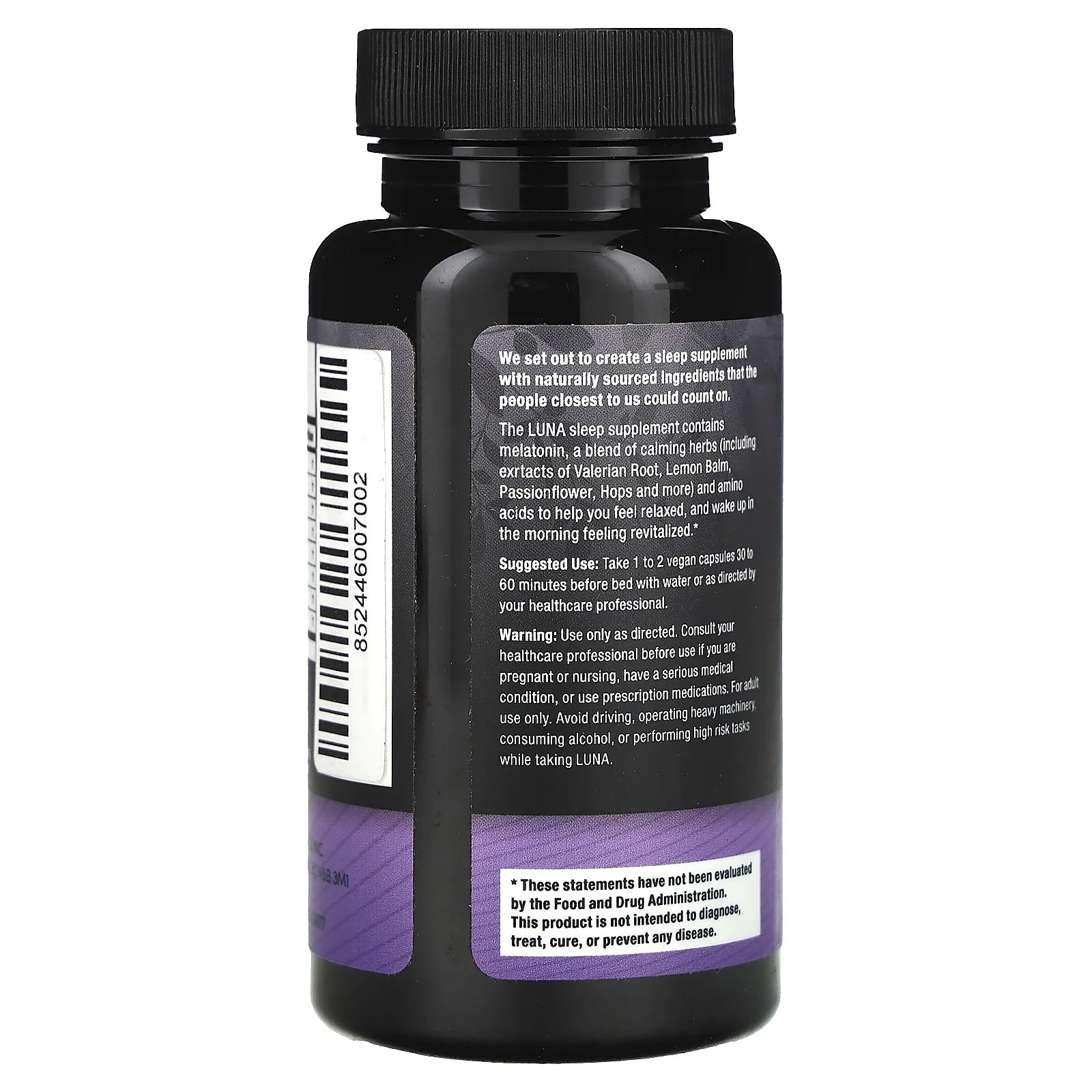 Luna, Gentle Sleep Supplement with Melatonin, 60 Vegan Capsules