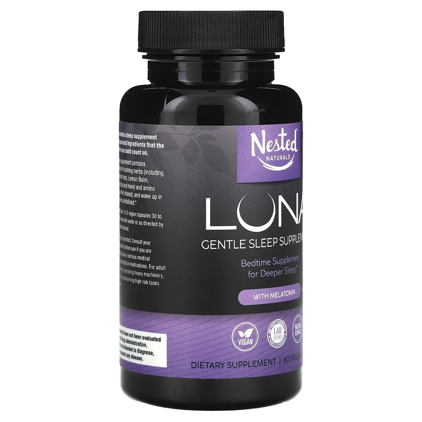 Luna, Gentle Sleep Supplement with Melatonin, 60 Vegan Capsules