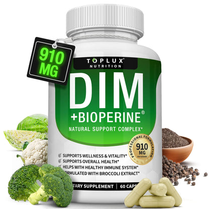 Dim Supplement 910Mg Diindolylmethane with Bioperine, Hormonal Balance Supplement 60 Capsules